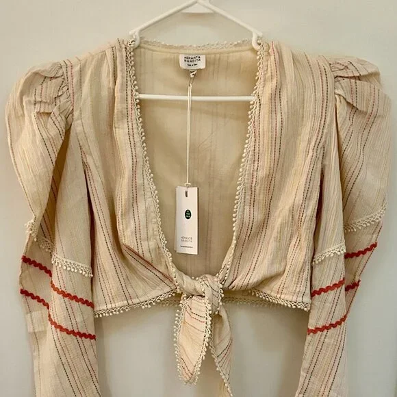 Hemant & Nandita Suri Long Sleeve Tie Crop Top Size XL - Picture 3 of 9